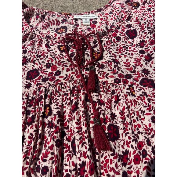 American Eagle Dress Women Size XXS Multicolor Floral Half Sleeve Mini Front Tie - Picture 4 of 6